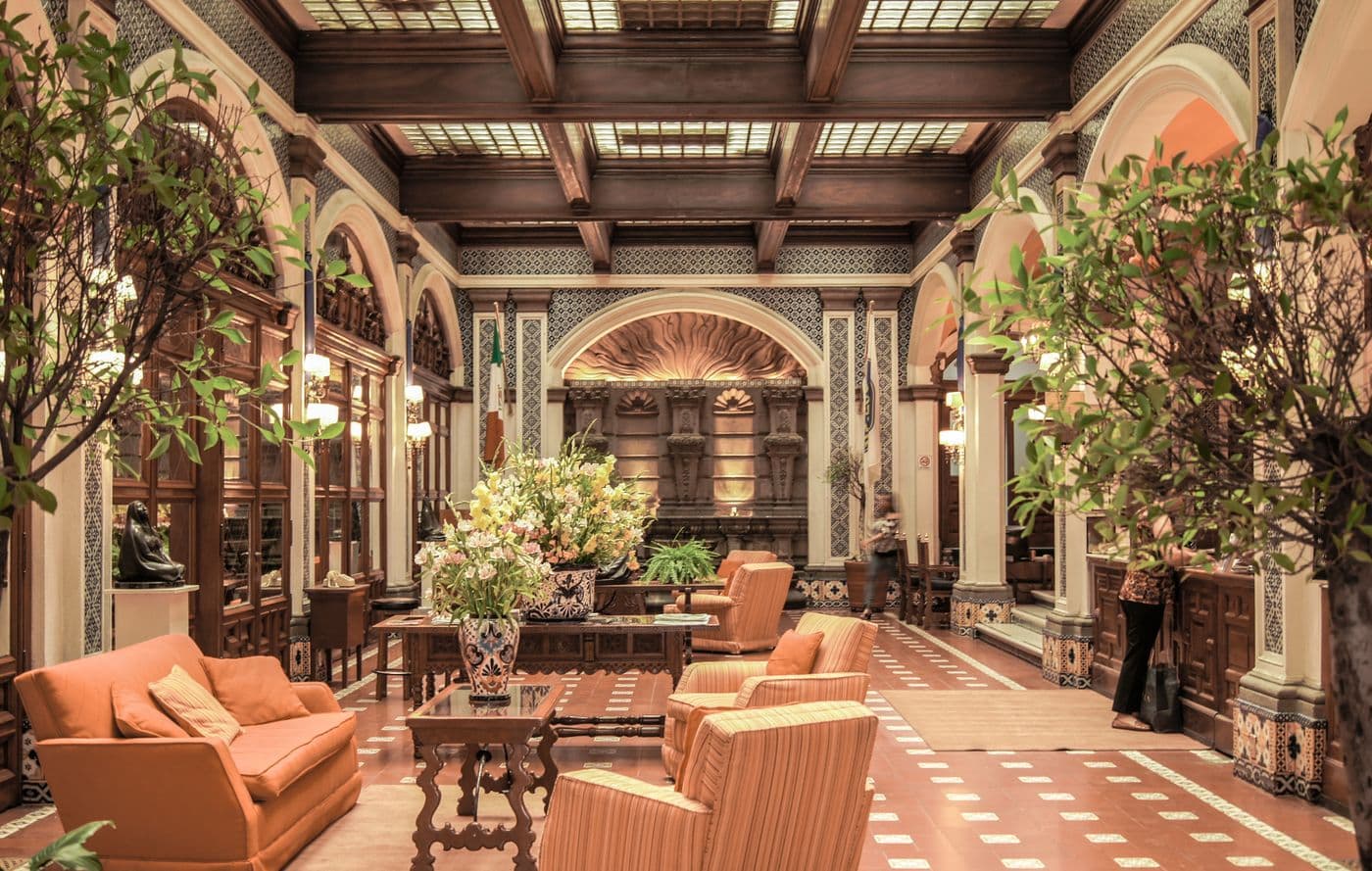 Grand lobby with crystal chandelier